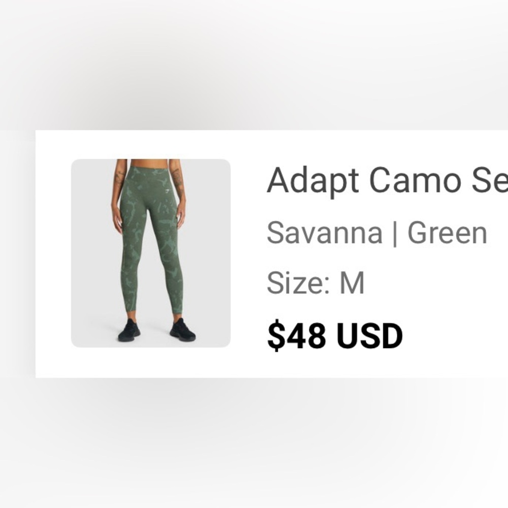 Gymshark Savanna Green Adapt Camo Leggings Medium